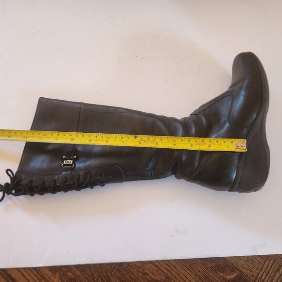 Nero Giardini Leather Boots Y2K Made In Italy Side Zipper - Back Lace-up detail - Picture 9 of 12